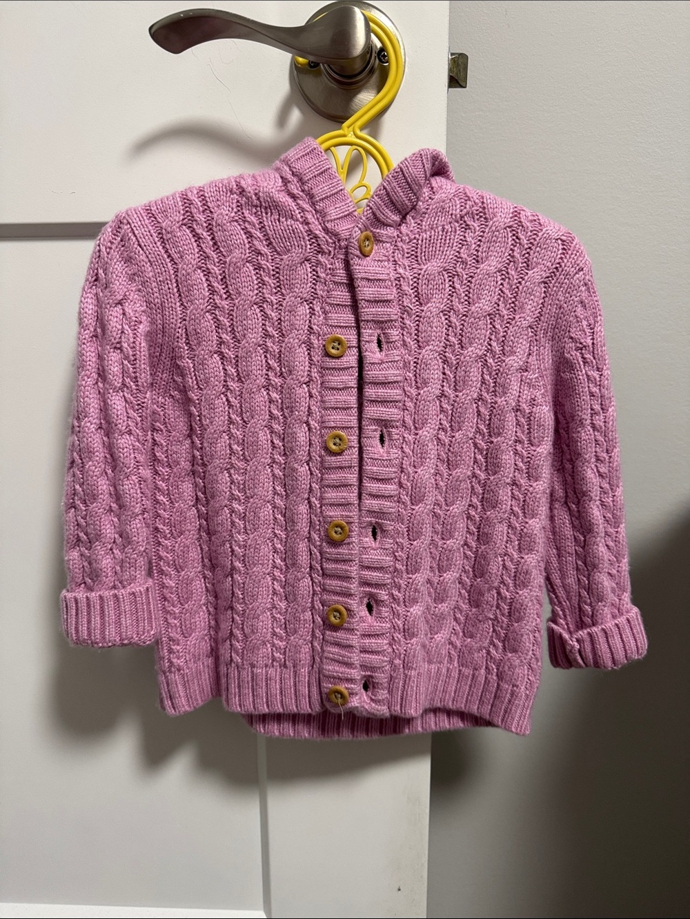 JoJo Maman Bebe Pink Cable-Knit Button Cardigan